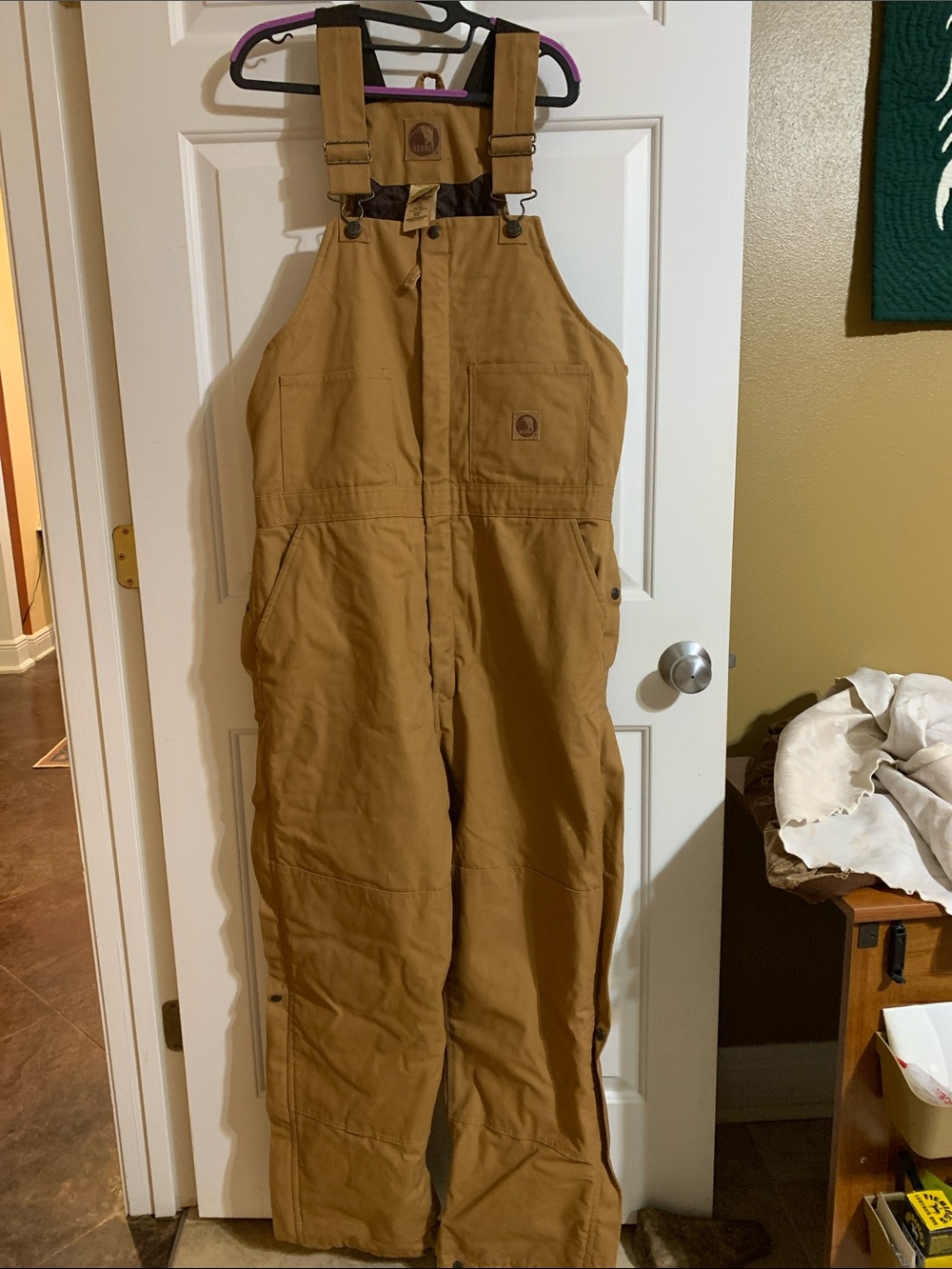 Berne mens Insulated Tan Work Bib Overalls - Heavy-Duty Utility Jumpsuit